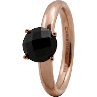Christina Collect pink gold plated collector ring - Black Onyx* OBS size 55